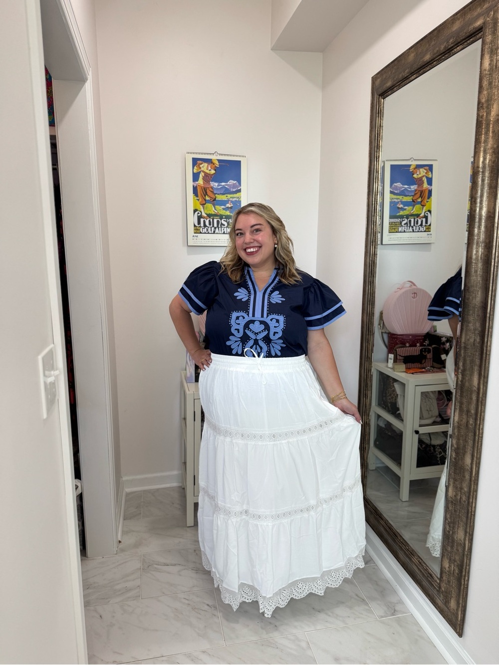 Chic Soul White Tiered Maxi Skirt